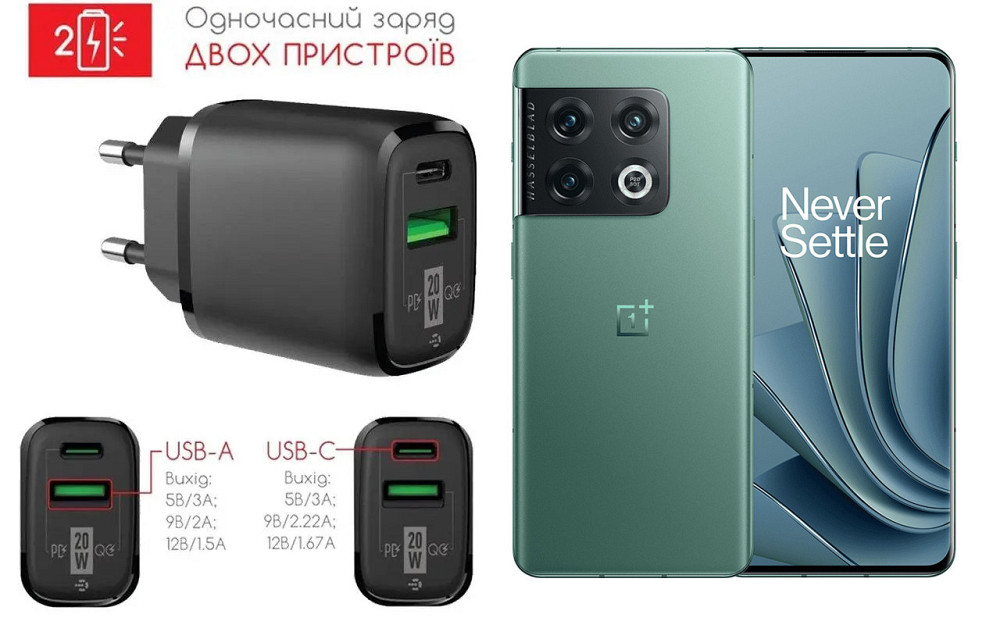 Сетевое зарядное устройство для OnePlus 10 Pro, 10R 5G, 10T 5G, 20W 3A, Quick Charge 3.0 Киев - изображение 1