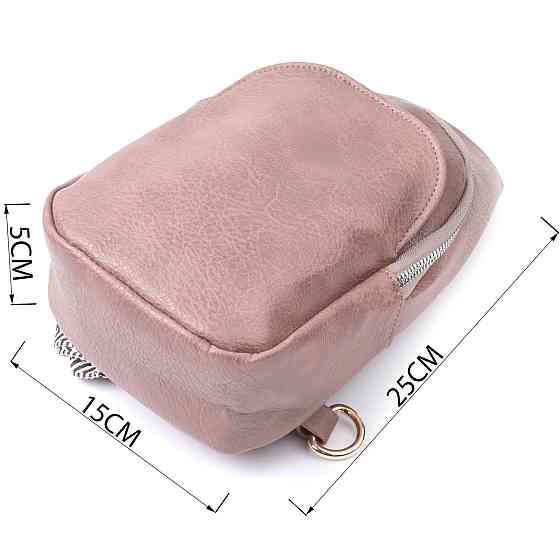 Компактна жіноча сумка через плече з екошкіри з акцентом на текстильну лямку Vintage 22778 Коричневий Київ