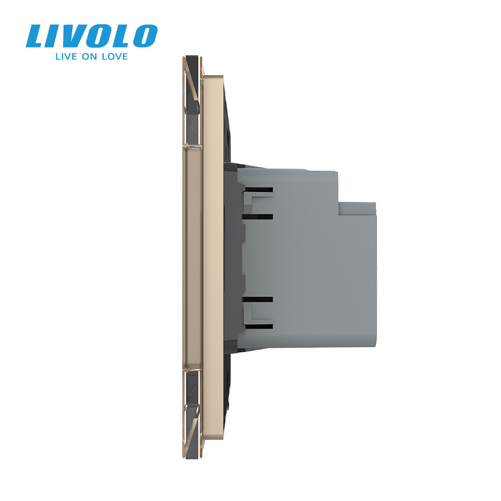 LIVOLO Розетка USB-A та USB-C з Power Delivery 36W Livolo золотий скло (VL-C7FCUA18W.UC18W-2AP) Коломия - фото 6