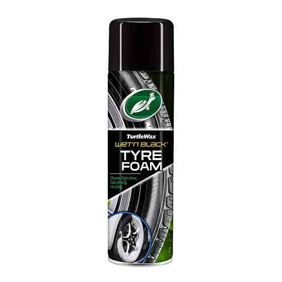 TURTLE WAX 53180 Wet'n Black Tire Foam — Очисник та поліроль для шин 500 мл | Глибокий чорний блиск та захист шин без зусиль Ковель
