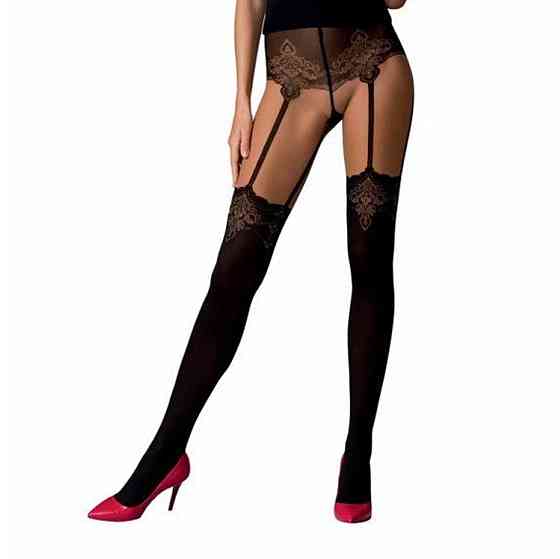 Колготки з ефектом панчох на підв'язках Passion TI112 1/2 (60/20 den), nero-gold Sex Aura Київ