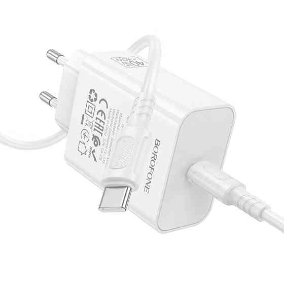 Мережевий зарядний пристрій з кабелем BOROFONE BA109A Star single port PD40W charger set (C to C) (EU) White Одеса