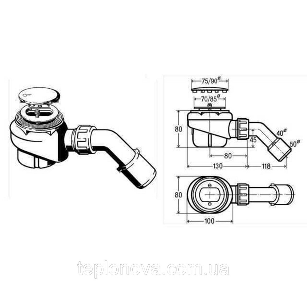 Сифон для душ кабіни VIEGA Ø 85 пластик. з метал. решіткою 208615 Чернівці - фото 2