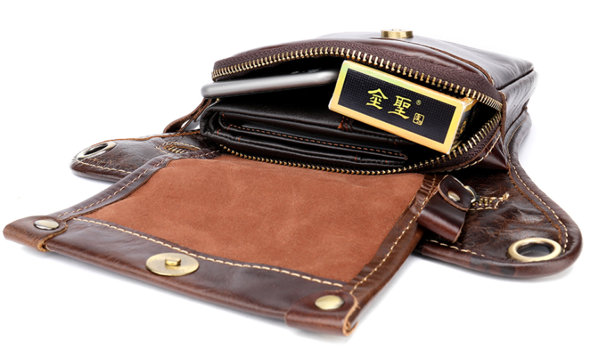 Сумка-барсетка на пояс мужская кожаная Коричневая (Vintage) Киев - изображение 3