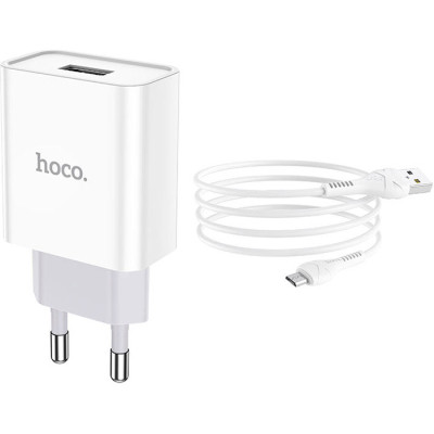 Зарядний пристрій HOCO C81A Asombroso USB + cable Micro 5P 10.5W White (6931474727954) Вінниця - фото 1