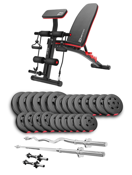 Набір Hop-Sport Premium 135кг з лавою HS-1035, штангами та гантелями Киев - изображение 2