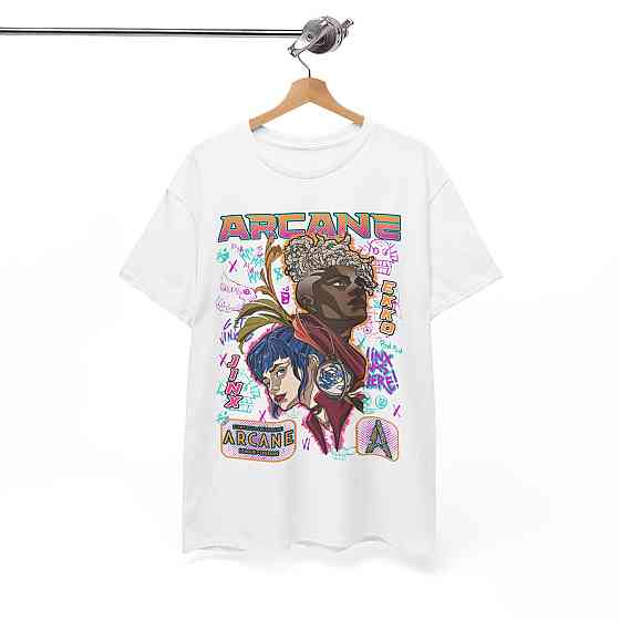 Футболка для хлопчика з аніме принтом Джінкс Аркане Джапанесе Аніме оверсайз (зріст від 165 до 180) Чорний AnimeJ0481m Дніпро