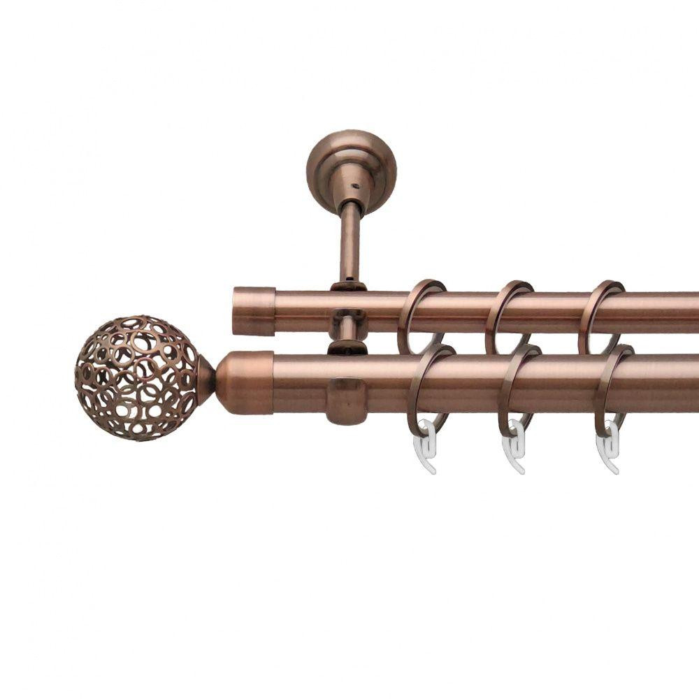 Карниз Orvit Савона металевий дворядний відкритий гладка труба кільце фасонне металеве  Мідь 25\19 мм 240 см (6951002) Львів - фото 1