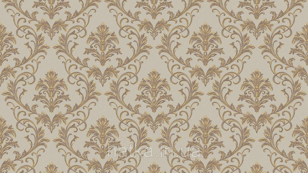 Шпалери метрові вінілові на флізеліні Sintra Classic класика вензеля завитки структурні золотисті на бежевому 445235 Київ - фото 1
