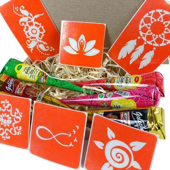 Набір кольорової хни з трафаретами для біо-тату №2 color-henna-set-02 Вінниця