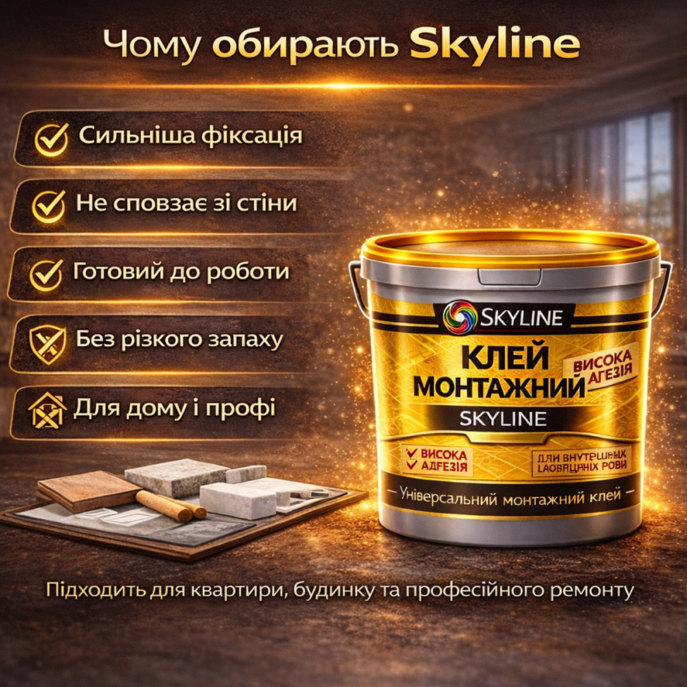 Клей монтажний акриловий Skyline універсальний вологостійкий білий для всіх видів монтажних робіт 12 кг Харків - фото 9