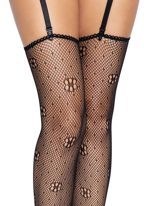 Чулки Leg Avenue Daisy Dot Fishnet Stockings One Size Black Sex Aura Киев - изображение 4