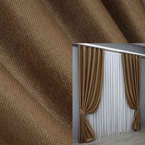 Комплект готовых штор VR-Textil Лен рогожка № 1426ш Светло-коричневый 150х270 см 2 шт (33-0285) Киев