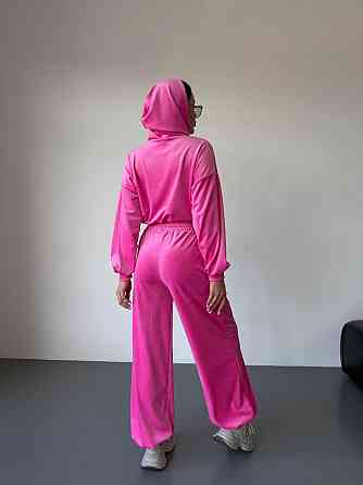 Женский стильный повседневный велюровый костюм двойка Барби Одесса