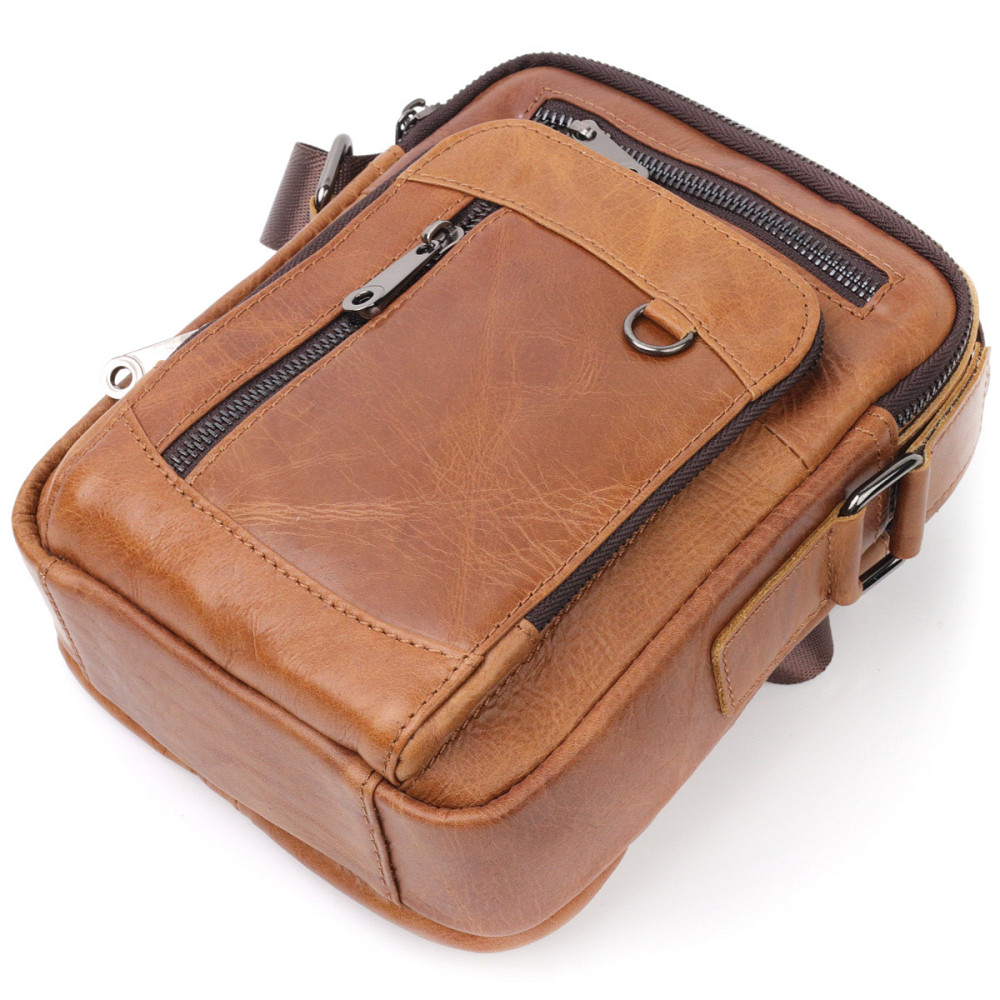 Сумка мужская Vintage 20827 кожаная Светло-коричневый Киев - изображение 5