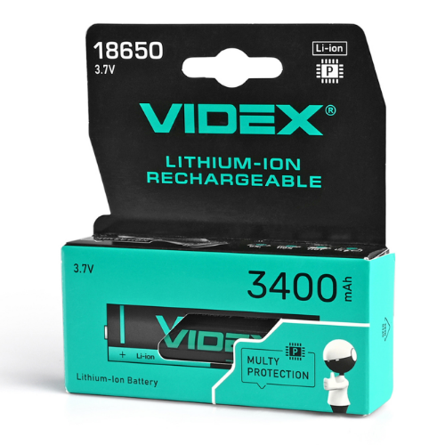Акумулятор 18650 Li-lon 1,7 В 3400mAh захист (бл-1шт) Videx Житомир