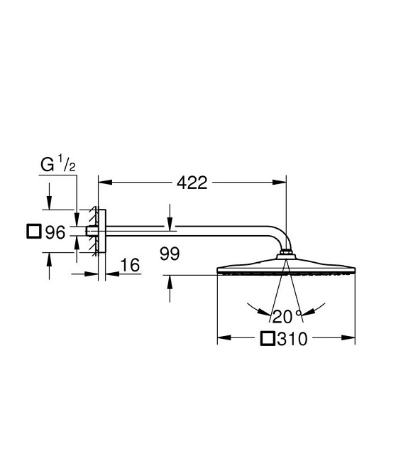 Верхній душ з настінним кронштейном Grohe Rainshower Mono   ( 26563000 ) 38660 Харків - фото 2