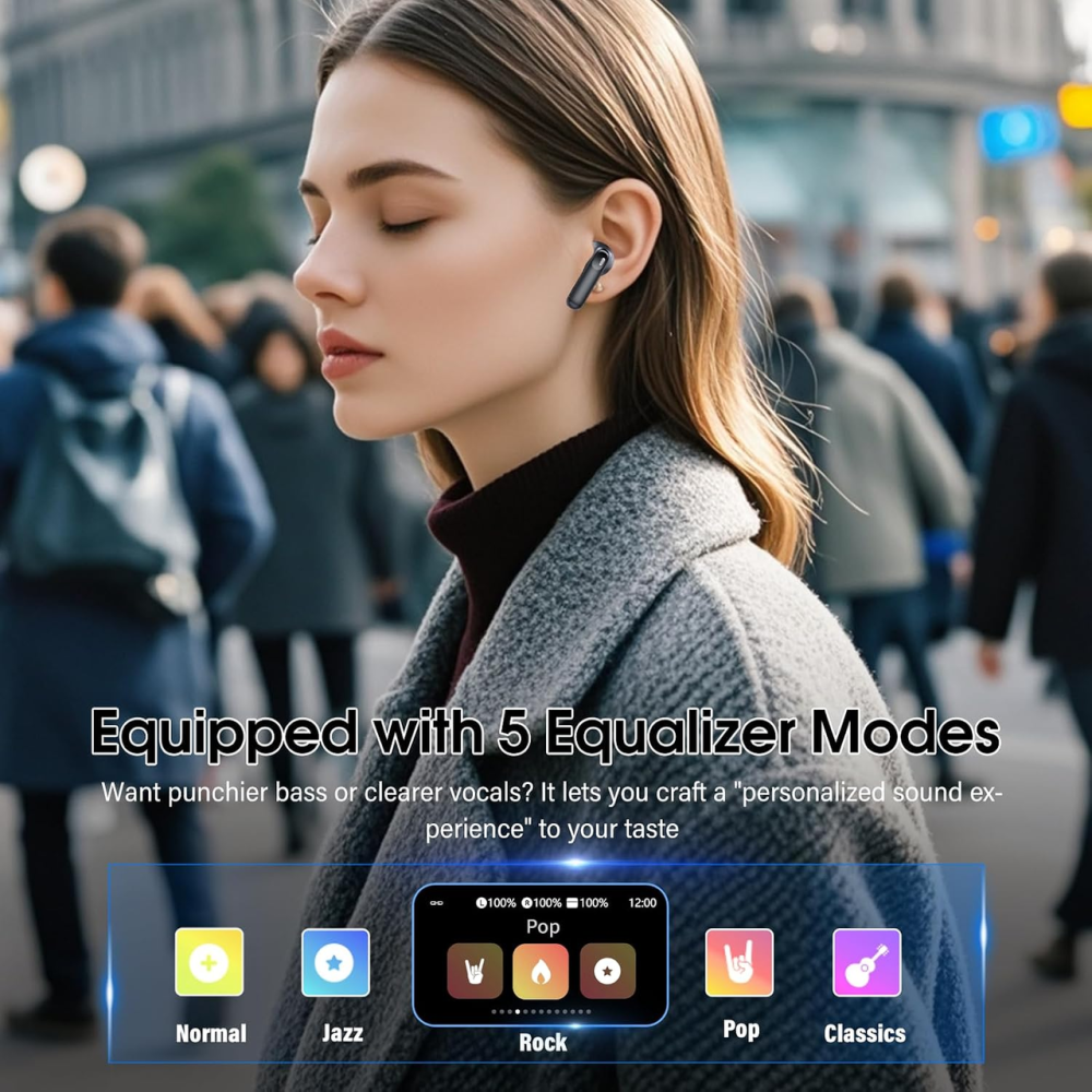 Уценка Беспроводные наушники Niderson YU8 TWS с сенсорным экраном, Bluetooth 5.4, ENC, 48 ч, IPX7, Black Киев - изображение 7