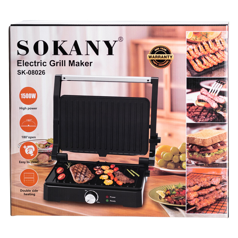 Sokany Електрогриль притискний з антипригарним покриттям 1500 Вт Sokany SK-08026 Коломия - фото 10