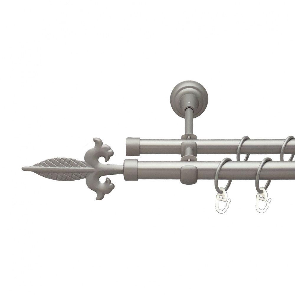 Карниз Orvit Генуя металевий дворядний відкритий гладка труба кільце металеве Сатин 19\16 мм 200 см (00-00013701) Львів - фото 1