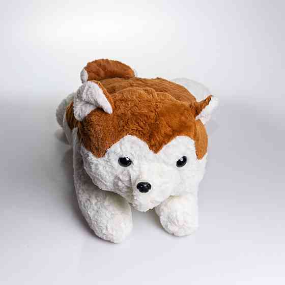 Мягкая игрушка-плед, подушка 3 в 1 Хаски плед в игрушке 50×30×26 (см) Коричневый 7124BR Киев