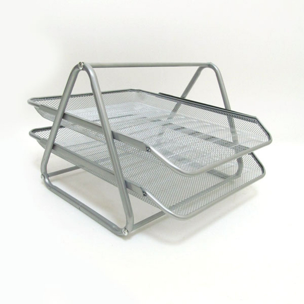 Лоток для документов горизонтальный, металлический, 2 секции, СЕРЫЙ Павлоград - изображение 2