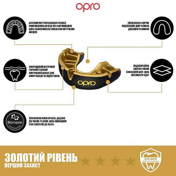 Капа OPRO Gold доросла (вік 11+) Black/Gold (art.102504001) Кам'янське
