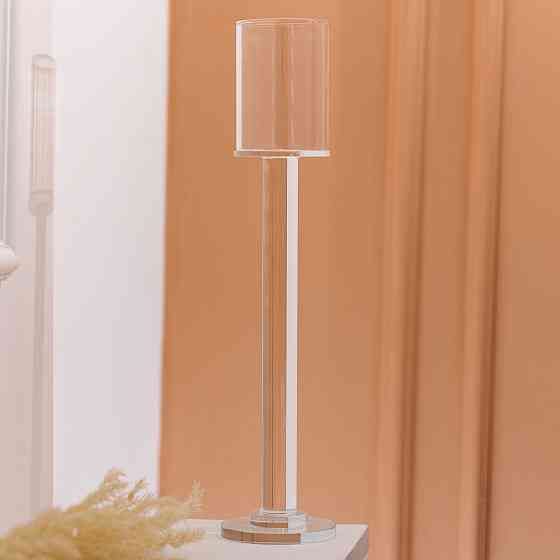 Yiwu Підсвічник келих скляний на високій ніжці 8×40.5 см декоративний прозорий HP-4-45L Киев