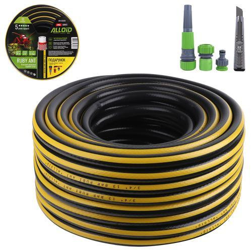 Шланг армований 4-х шаровий, "Ruby Ant" 3/4" 30 м + подарунок розприскувач "Равлик", 2 адаптори, конектор і ніж. Alloid Pro Одеса - фото 1