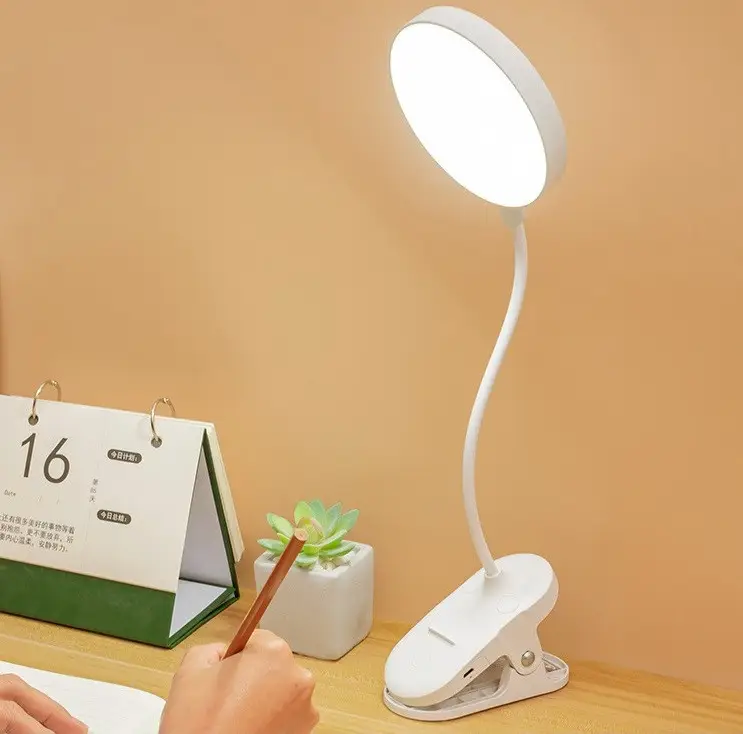 Гнучка LED настільна USB-лампа з прищіпкою та тримачем для смартфона, акумуляторна, сенсорна, 12 LED, 6000K, біла Київ - фото 4