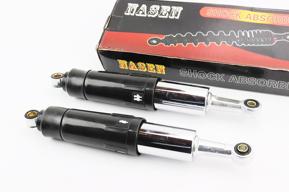 Амортизатор задній JH/CB/CG - 345мм*d60мм (втулка 12мм / втулка 10мм) закритий регул., чорний к-кт 2шт Киев - изображение 1