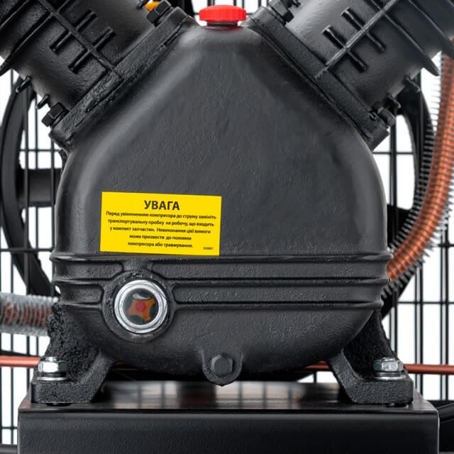 Компресор, 100 л, 3,0 кВт, 220 В, 10 атм, 500 л/хв, 2 циліндри, 83 дБ INTERTOOL PT-0014 Київ - фото 8