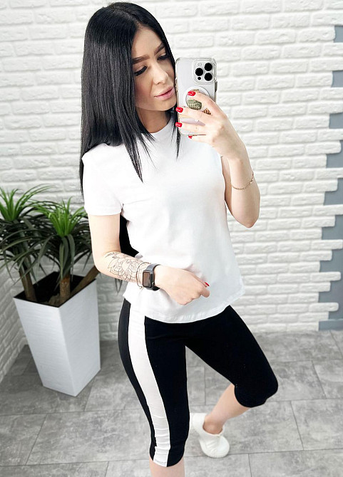 Спортивний костюм з бриджами "Dion" оптом | Норма Білий, 42-44 Київ - фото 6