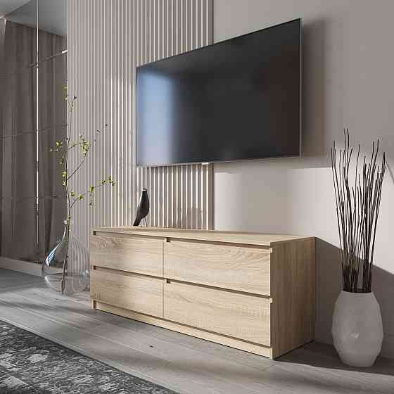Тумба под телевизор VAYS R-6 Дуб Сонома, 4 ящика без ручек, ЛДСП, 140×40×53 см Львов