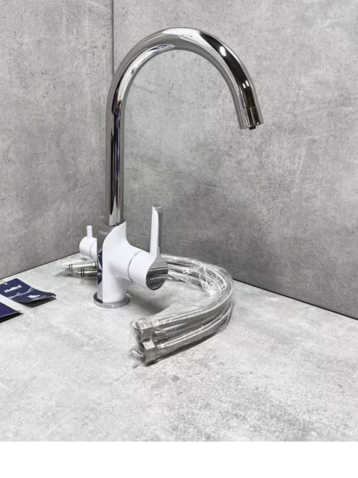 Змішувач для кухні Mixxus Premium Edem 021 White з підключенням під фільтр (білий+хром) Чернівці - фото 4