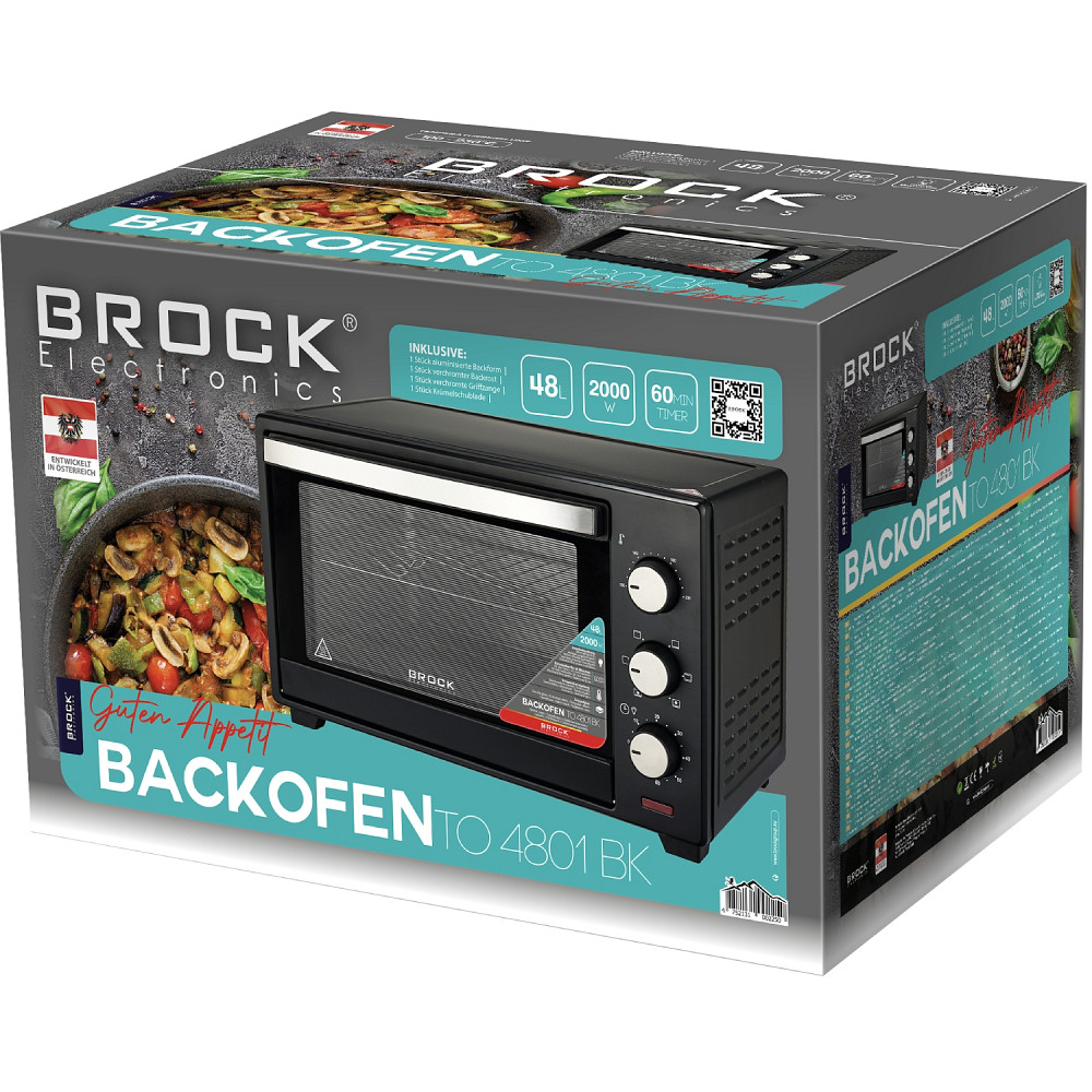 Електрична піч BROCK TO 4801 BK 2000Вт/ 48л/ механічне керування/чорна Винница - изображение 2