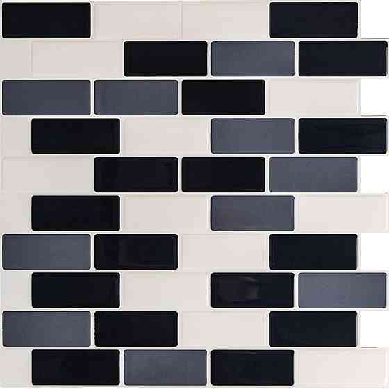 Самоклеющаяся полиуретановая плитка черный серый молочный кирпич 305х305х1мм (D) SW-00001329 Киев