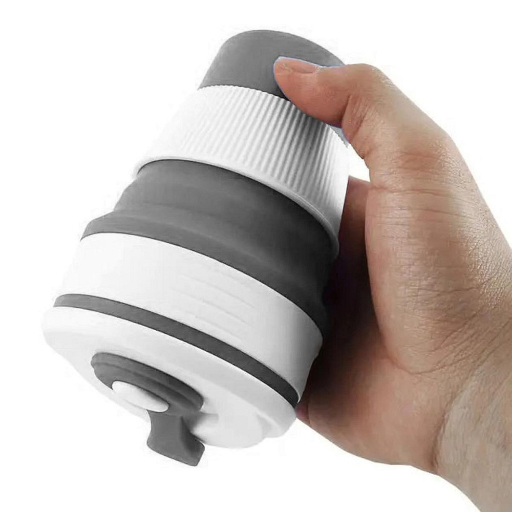 Стакан складной силиконовый 350 мл с крышкой серый Киев - изображение 5