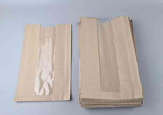 Паперові пакети крафт із прозорим віконцем 220х50х360, 40 г/м2, вікно 80 (100 шт.) Харків