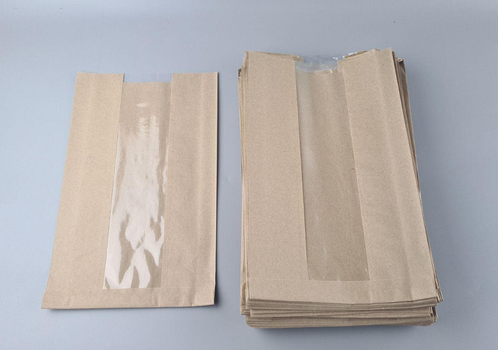 Паперові пакети крафт із прозорим віконцем 220х50х360, 40 г/м2, вікно 80 (100 шт.) Харків - фото 2