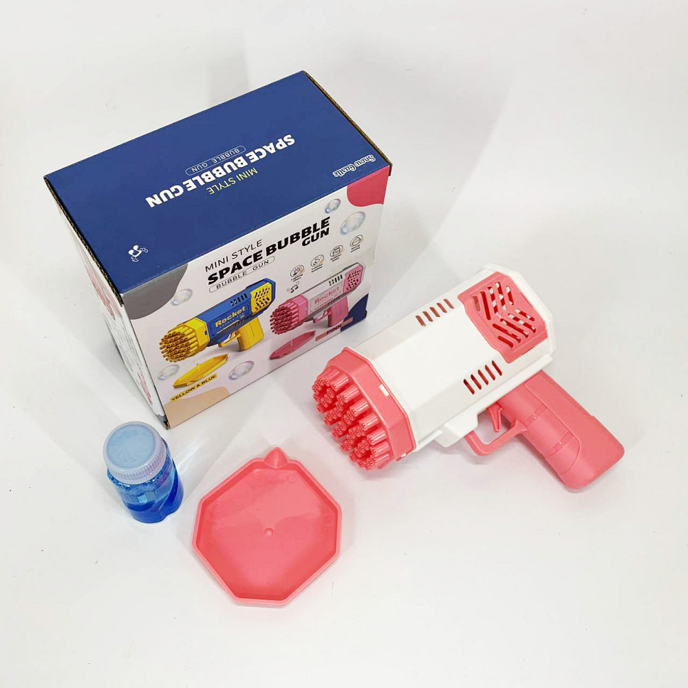 Детский пистолет мыльные пузыри Rocket Bubble Gun 15,8 см автоматический. Цвет: розовый JV-42 Львов - изображение 4
