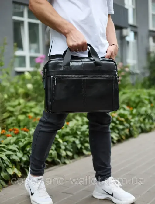 Стильная и практичная мужская сумка из натуральной кожи черного цвета ST Leather Киев - изображение 2