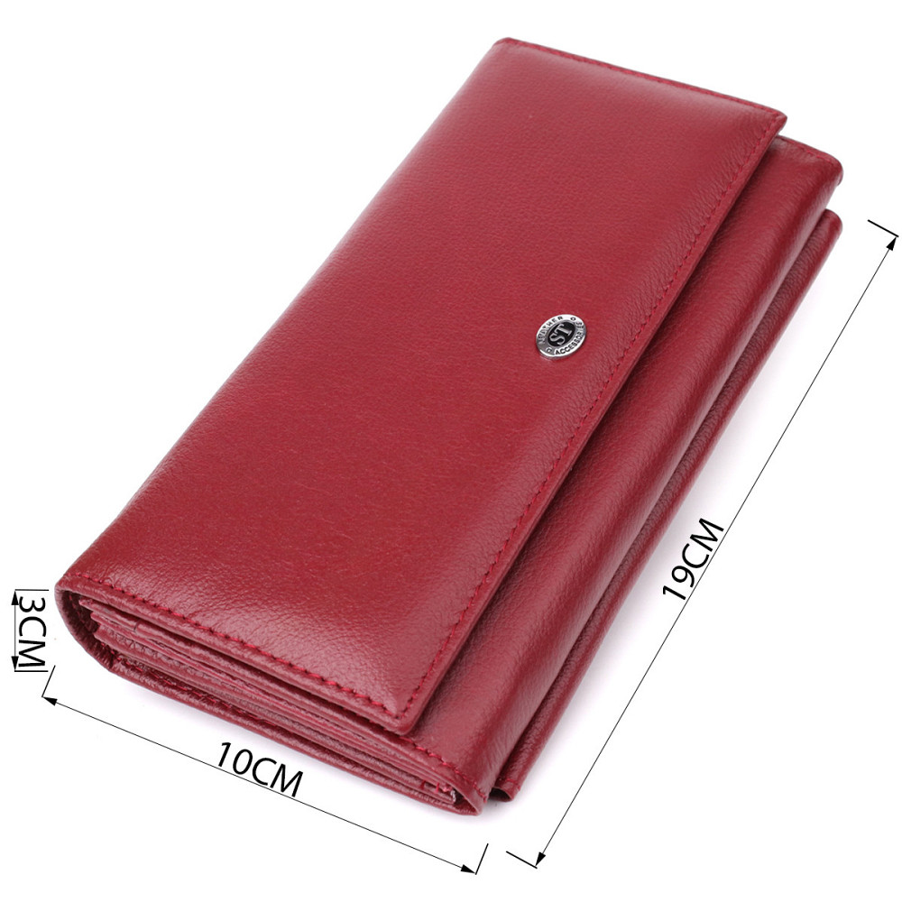 Жіночий шкіряний гаманець з кишенею для телефону бордовий (ST Leather) Київ - фото 14