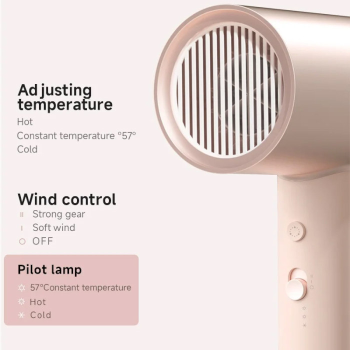 Фен Xiaomi Doco negative ion hair dryer soft and fast dry hair care Small Milk (Китайська вилка) Одесса - изображение 5