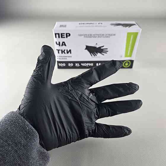 Перчатки Нитрил Черные (100шт) розмер XL (3,5грм) (1 пачка) Харьков