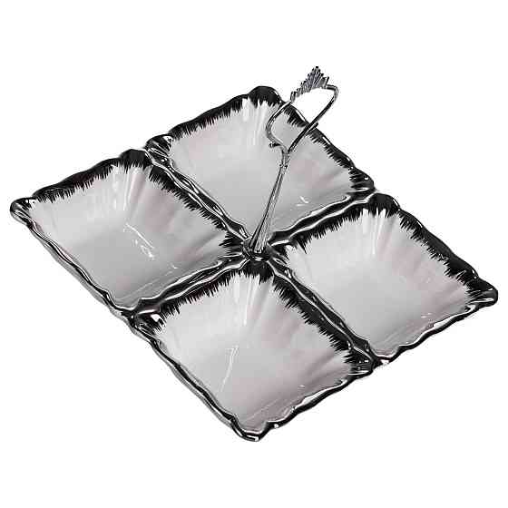 Менажниця фарфоровая на 4 секції з ручкою 18x18 см Київ