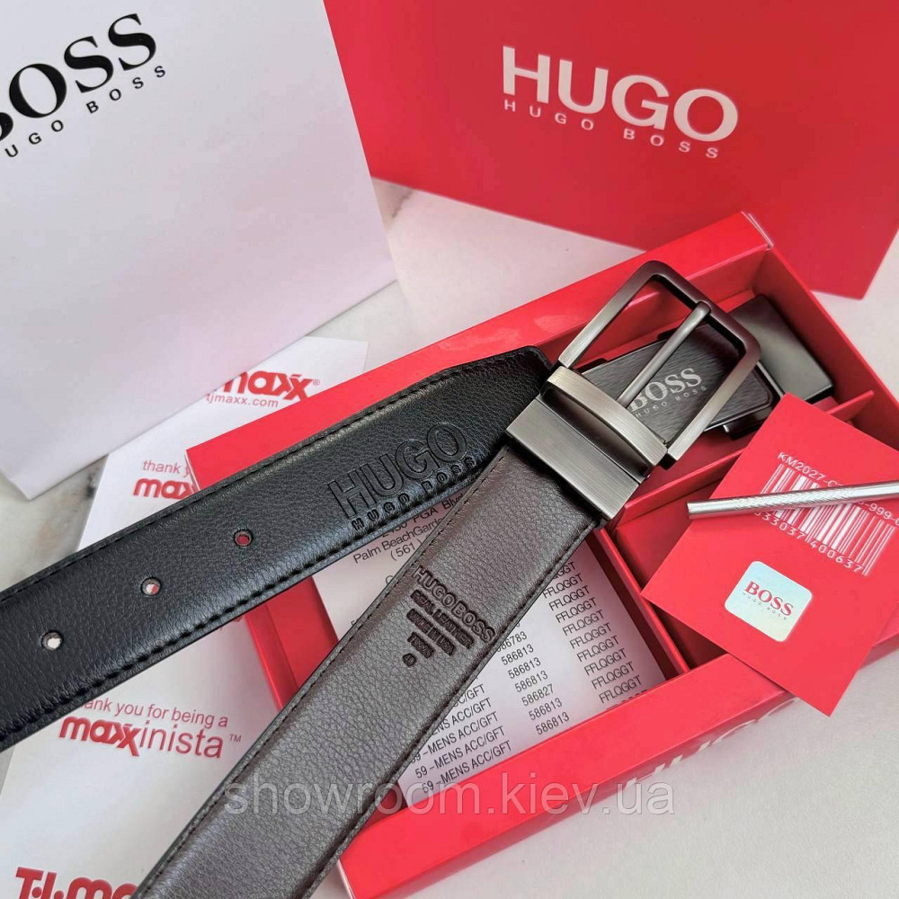 УЦЕНКА!!! Мужской кожаный ремень с двумя пряжками, подарочная упаковка HB (219) Киев - изображение 5