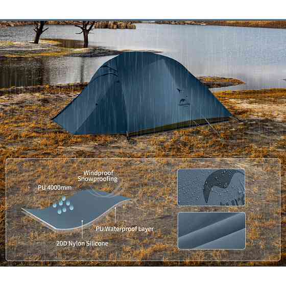 Намет надлегкий тримісний з футпринтом Naturehike Cloud Up 3 UL NH18T030-T-T, 20D, темно-синій Київ