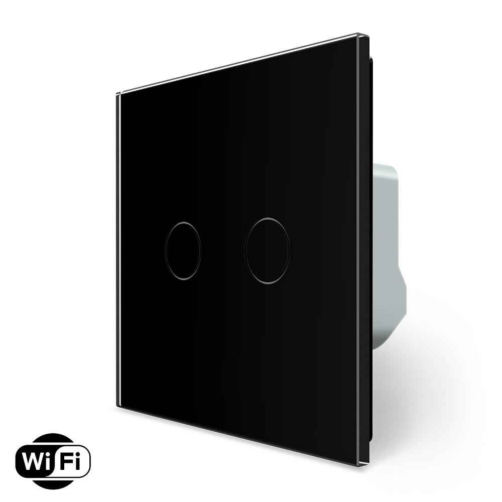 LIVOLO Розумний сенсорний Wi-Fi вимикач 2 сенсора LIVOLO чорний матове скло Коломия - фото 1