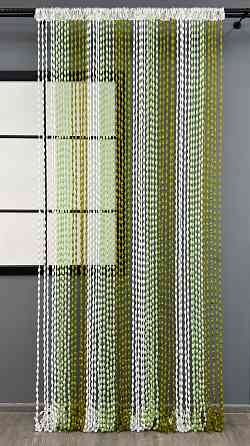 Штори-нитки "Шиніл" з люрексом Білий з оливково-м'ятним 300х300см 1 шт (61-098) Київ
